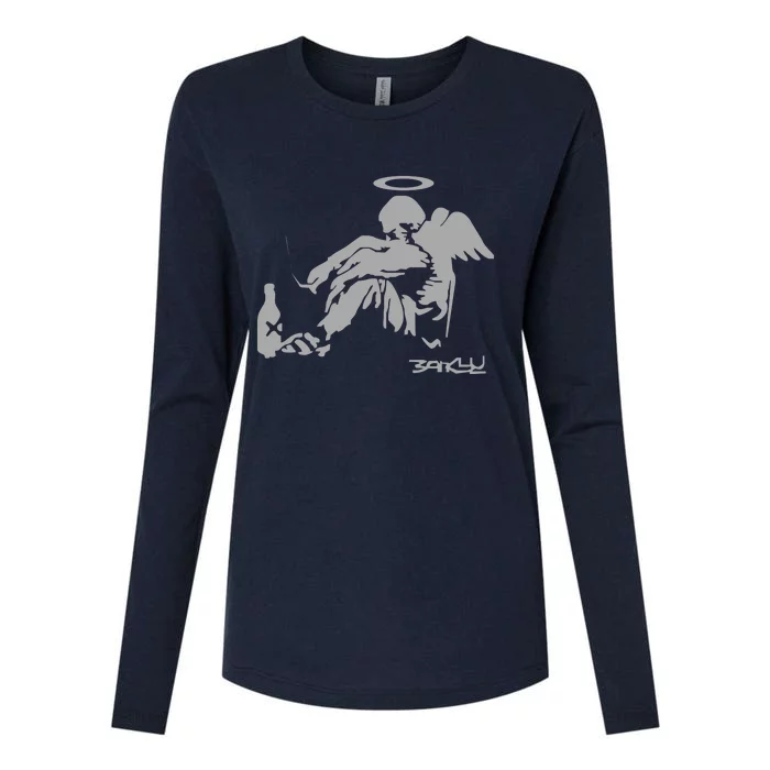 Banksy Fallen Angel Womens Cotton Relaxed Long Sleeve T-Shirt