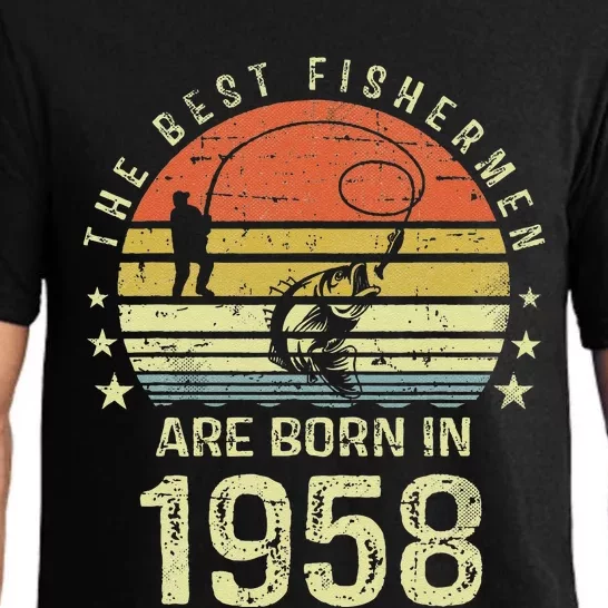 Best Fishermen Are Born In 1958 63rd Birthday Fishing Gift Pajama Set