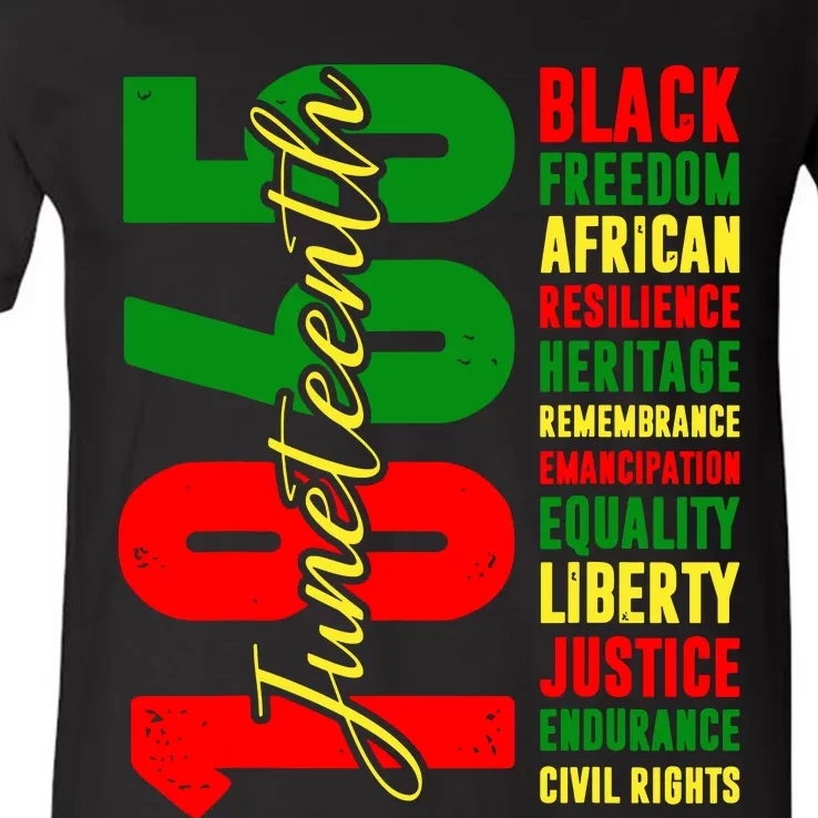 Black Freedom African Resilience Remembrance Juneteenth 1865 V-Neck T-Shirt