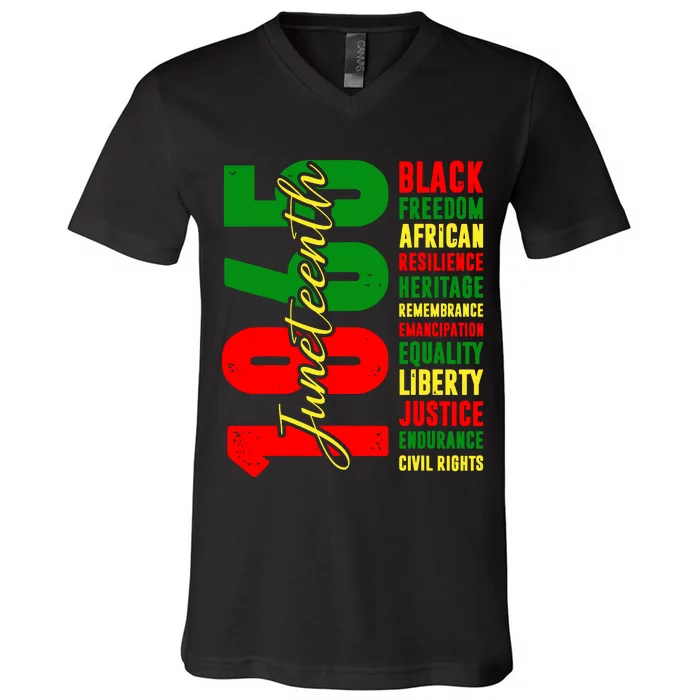 Black Freedom African Resilience Remembrance Juneteenth 1865 V-Neck T-Shirt