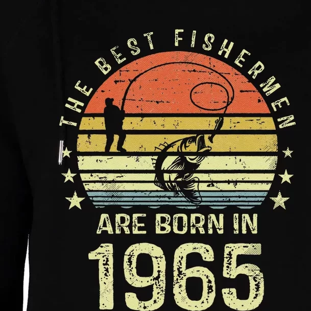 Best Fishermen Are Born In 1965 56th Birthday Fishing Gift Womens Funnel Neck Pullover Hood