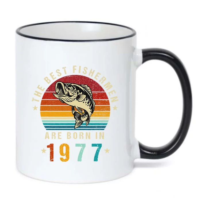 Best Fishermen Are Born In 1977 Fishing 45 Birthday Black Color Changing Mug