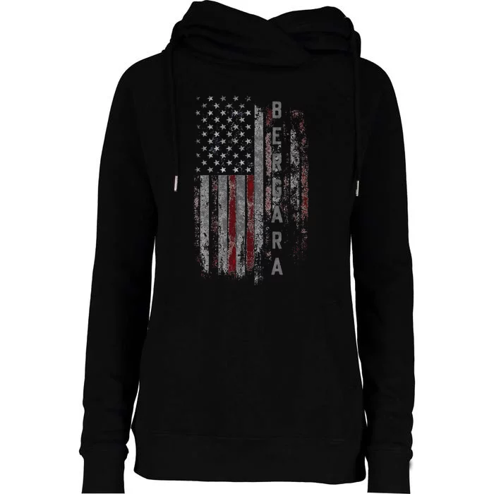 Bergara Family American Flag Womens Funnel Neck Pullover Hood