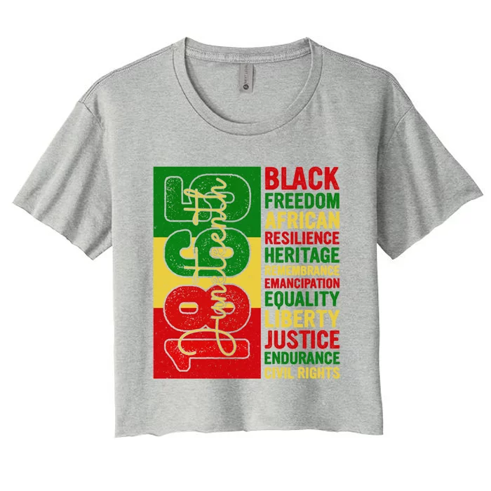 Black Freedom African Resilience Remembrance Junenth 1865 Gift Women's Crop Top Tee