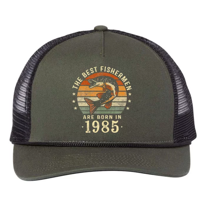 Best Fishermen Are Born In 1985 38th Birthday Fishing Gifts Retro Rope Trucker Hat Cap