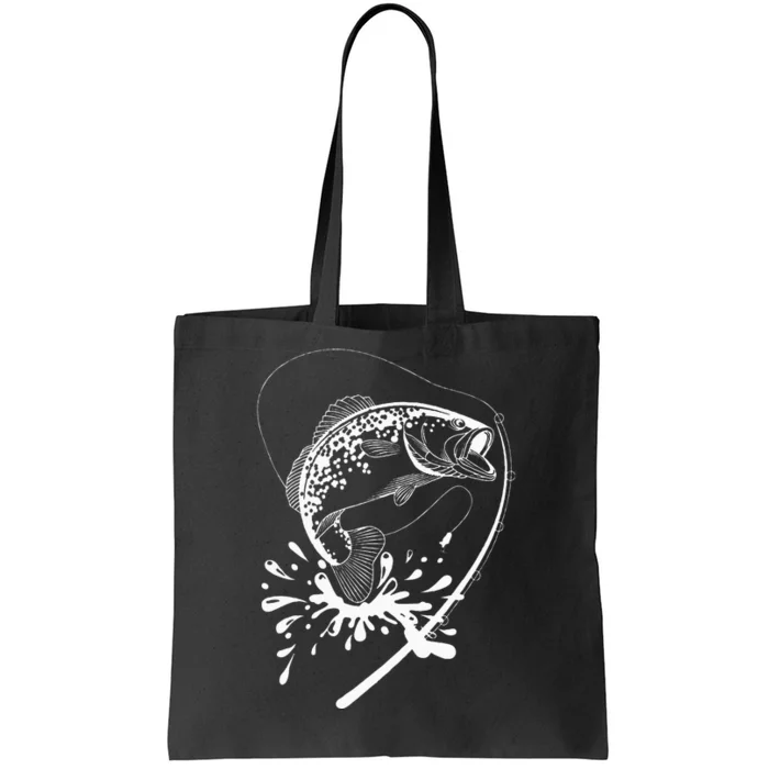 Bass Fishing Angling Fishhook Fisherman Sport Black Fish Tote Bag