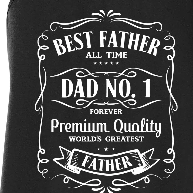 Best Father All Time No. 1 Premium Quality Print Women's Racerback Tank