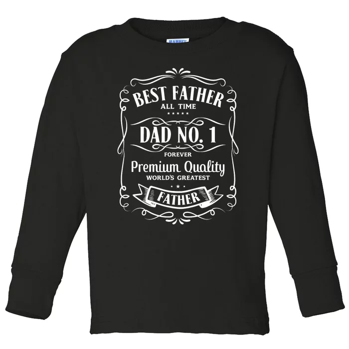 Best Father All Time No. 1 Premium Quality Print Toddler Long Sleeve Shirt