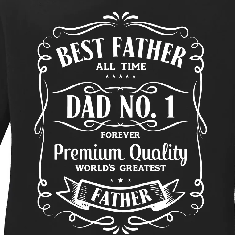 Best Father All Time No. 1 Premium Quality Print Ladies Long Sleeve Shirt