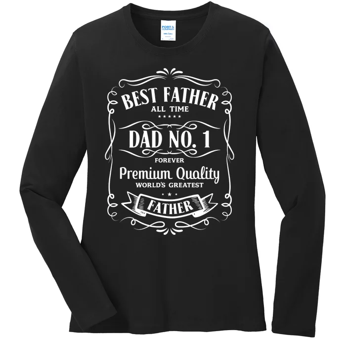 Best Father All Time No. 1 Premium Quality Print Ladies Long Sleeve Shirt