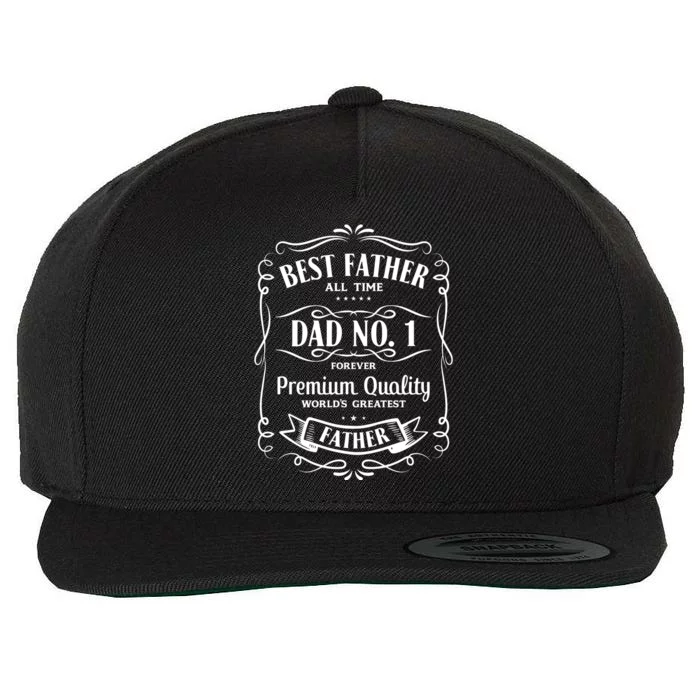 Best Father All Time No. 1 Premium Quality Print Wool Snapback Cap