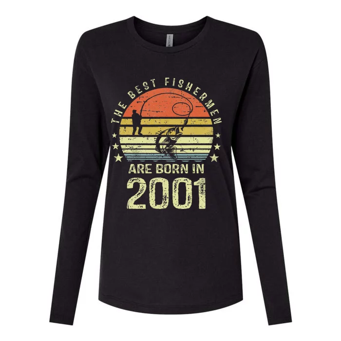 Best Fishermen Are Born In 2001 20th Birthday Fishing Gift Womens Cotton Relaxed Long Sleeve T-Shirt