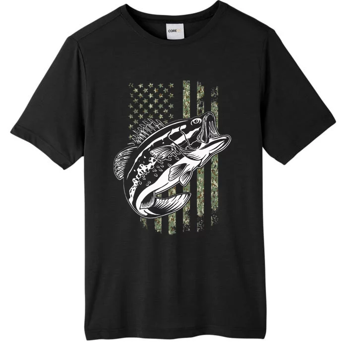 Bass Fishing American Camo Usa Flag ChromaSoft Performance T-Shirt