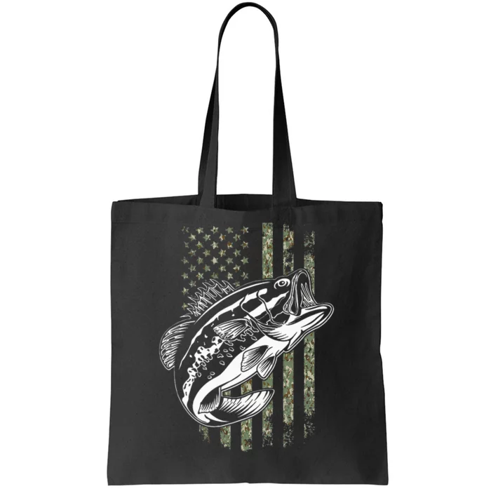 Bass Fishing American Camo Usa Flag Tote Bag