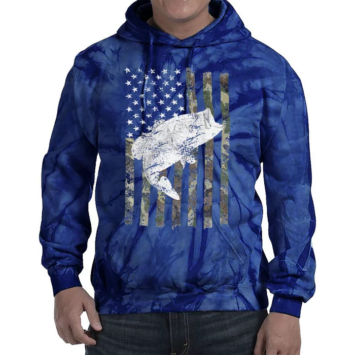 Bass Fishing American Camo USA Flag For Fisherman (On Back) Tie Dye Hoodie