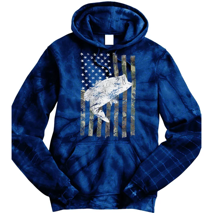 Bass Fishing American Camo USA Flag For Fisherman (On Back) Tie Dye Hoodie