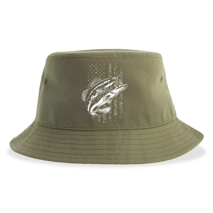 Bass Fishing American Camo USA Flag For Fisherman Sustainable Bucket Hat