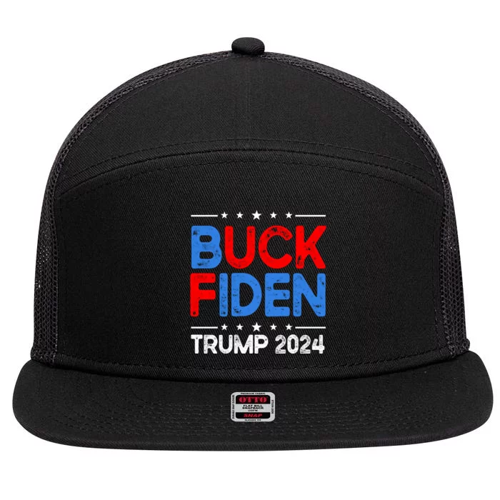 Buck Fiden Anti Biden Funny Impeach Joe Biden Trump 2024 7 Panel Mesh Trucker Snapback Hat