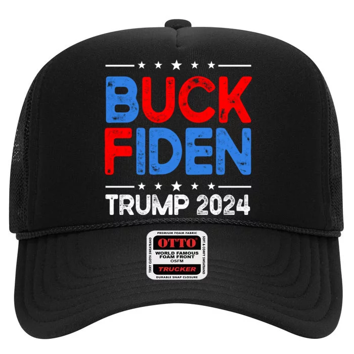 Buck Fiden Anti Biden Funny Impeach Joe Biden Trump 2024 High Crown Mesh Trucker Hat