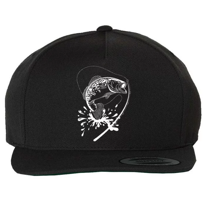 Bass Fishing Angling Fishhook Fisherman Sport Black Fish Wool Snapback Cap