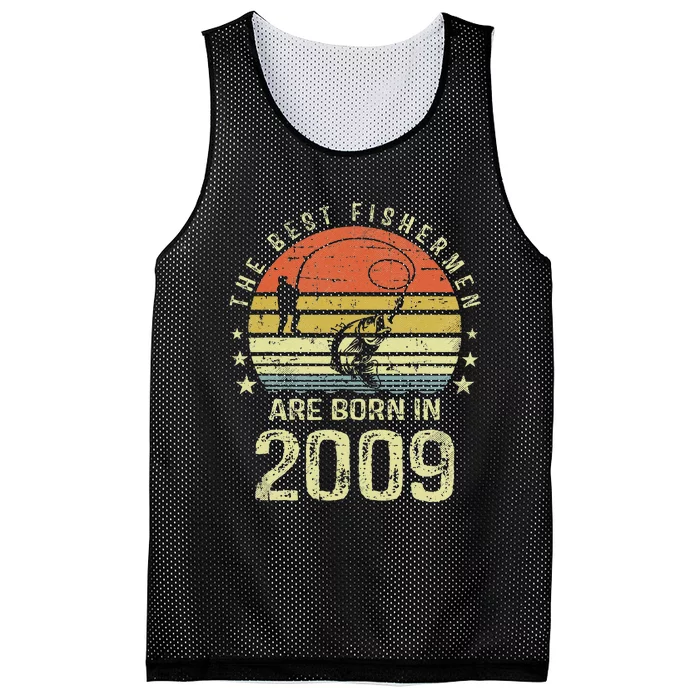 Best Fishermen Are Born In 2009 12th Birthday Fishing Gift Mesh Reversible Basketball Jersey Tank