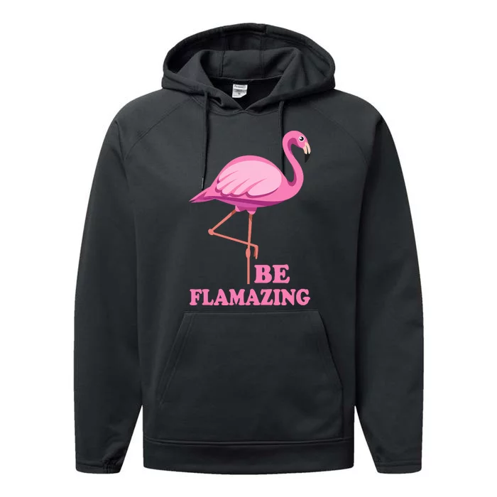 Be Flamazing Amazing Flamingo Design For Wo And Girl Performance Fleece Hoodie