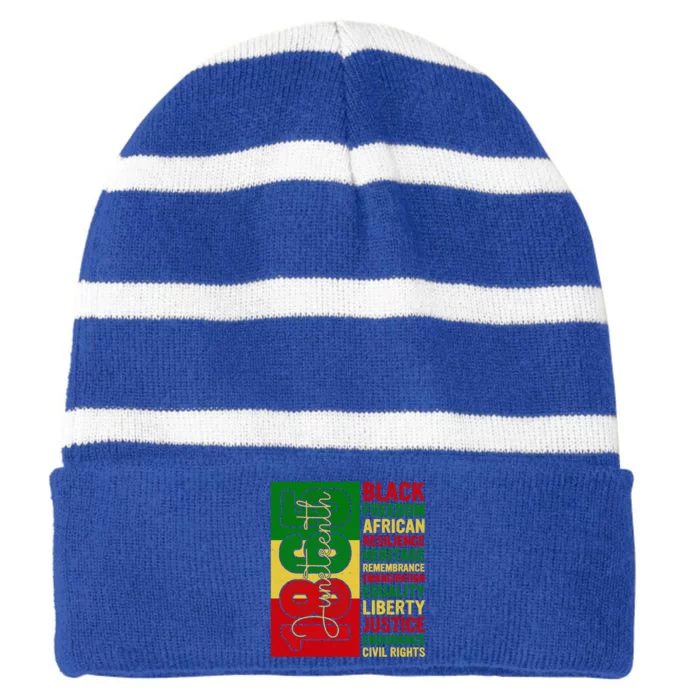 Black Freedom African Resilience Remembrance Junenth 1865 Cute Gift Striped Beanie with Solid Band