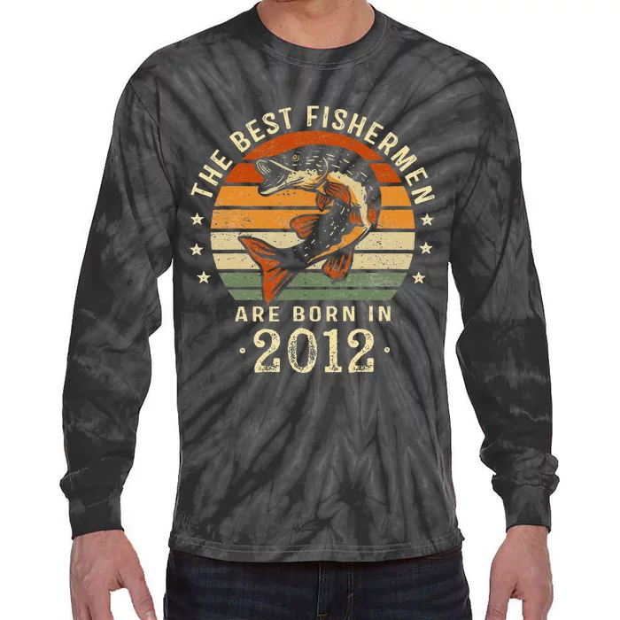 Best Fishermen Are Born In 2012 11th Birthday Fishing Gifts Tie-Dye Long Sleeve Shirt