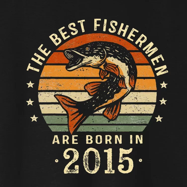 Best Fishermen Are Born In 2015 8th Birthday Fishing Gifts Women's Crop Top Tee