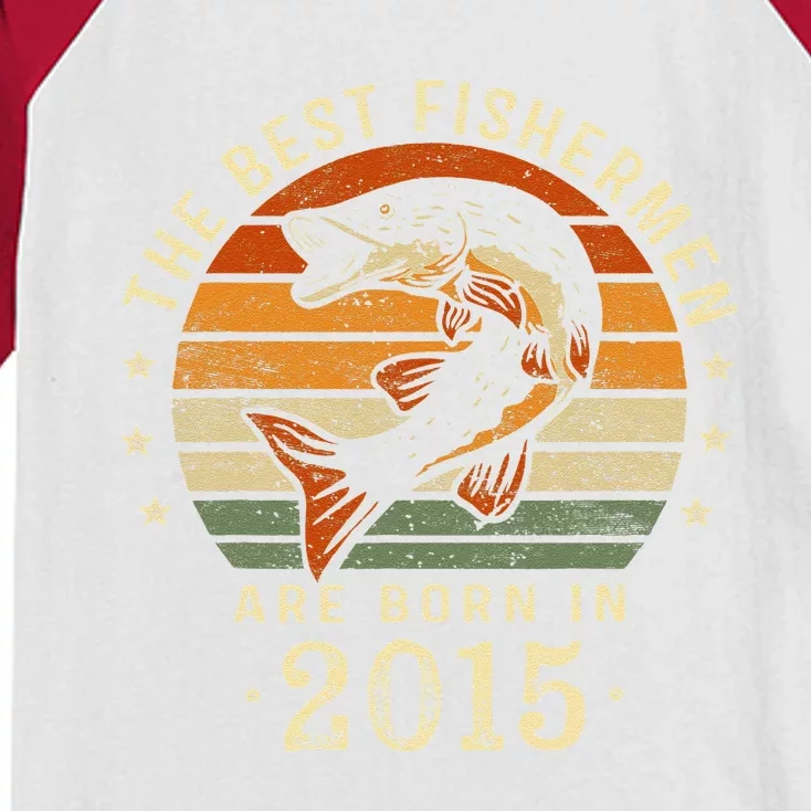 Best Fishermen Are Born In 2015 8th Birthday Fishing Gifts Kids Colorblock Raglan Jersey