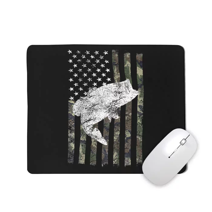 Bass Fishing American Camo USA Flag For Fisherman Mousepad