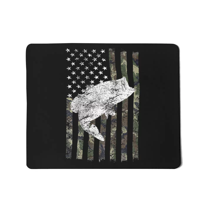 Bass Fishing American Camo USA Flag For Fisherman Mousepad