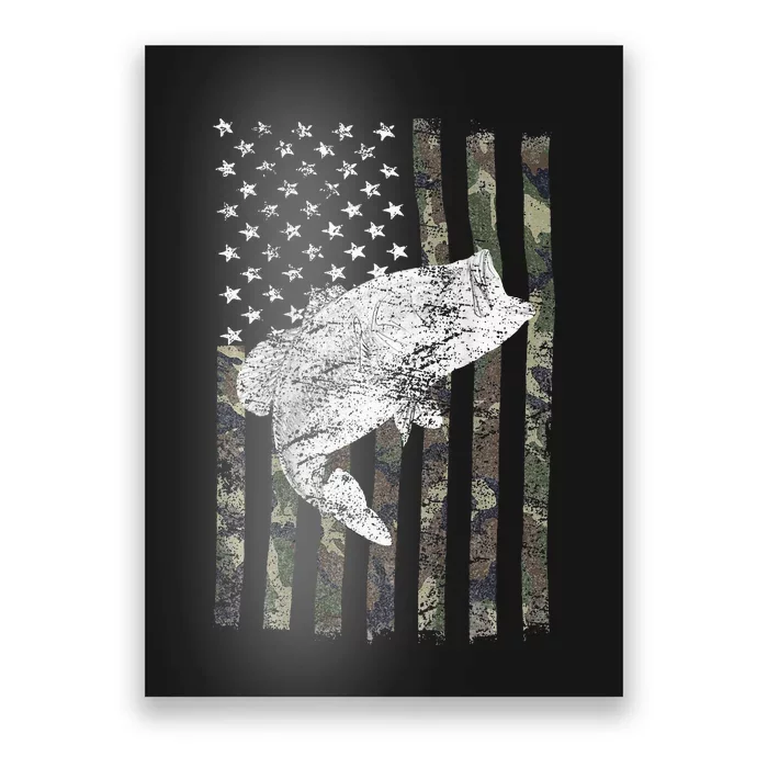 Bass Fishing American Camo USA Flag For Fisherman Poster