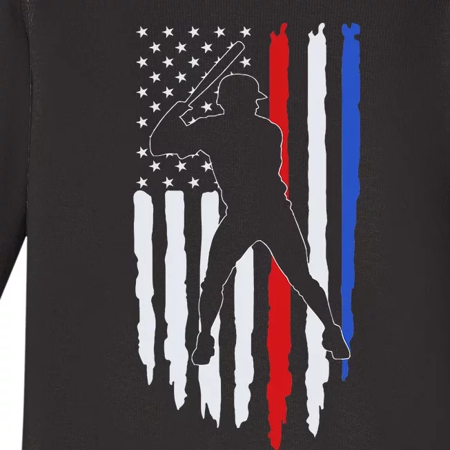 Baseball Flag America Baby Long Sleeve Bodysuit