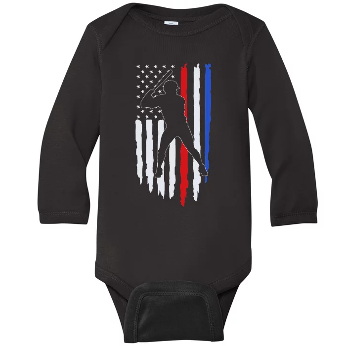 Baseball Flag America Baby Long Sleeve Bodysuit