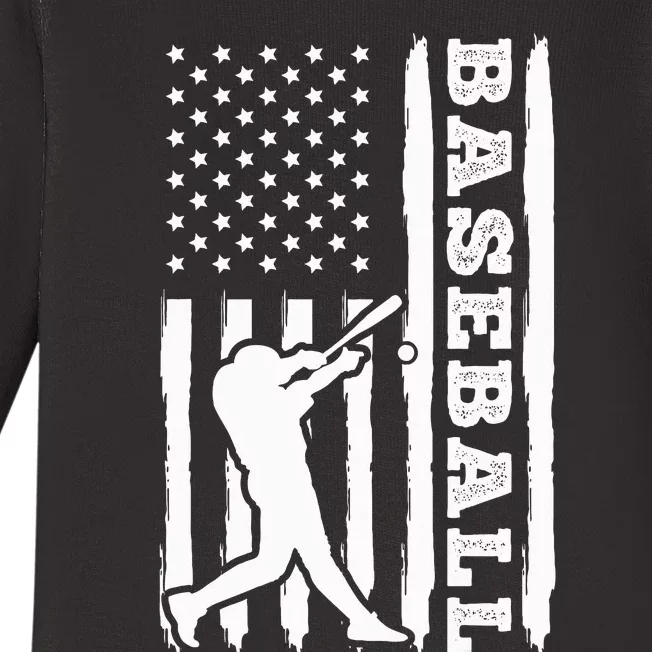 Baseball Flag America Baby Long Sleeve Bodysuit