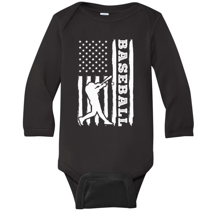 Baseball Flag America Baby Long Sleeve Bodysuit