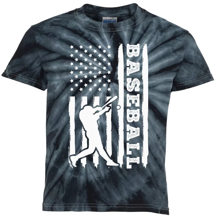 Baseball Flag America Kids Tie-Dye T-Shirt