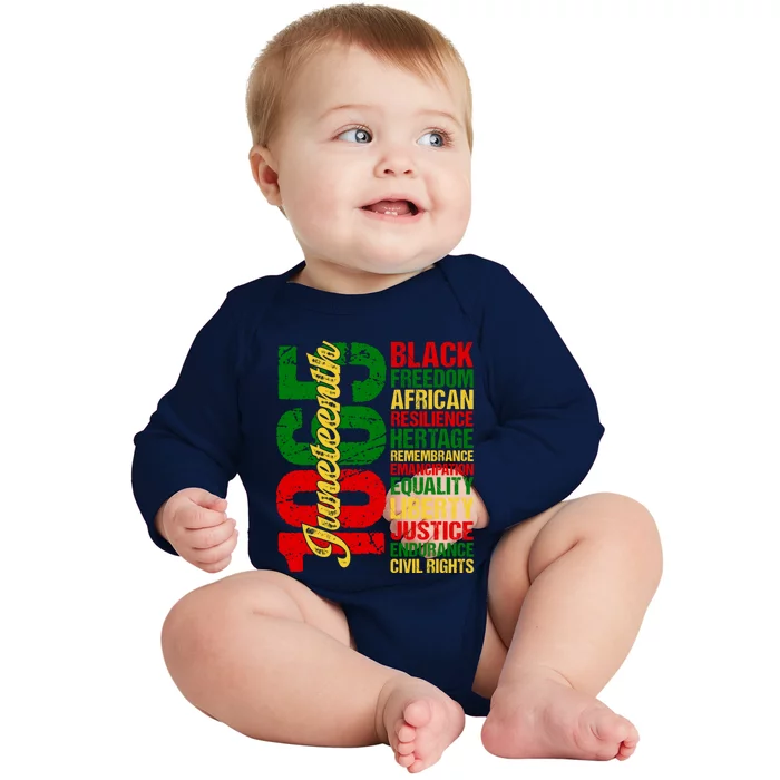 Black Freedom African Resilience Remembrance Junenth 1865 Cool Gift Baby Long Sleeve Bodysuit