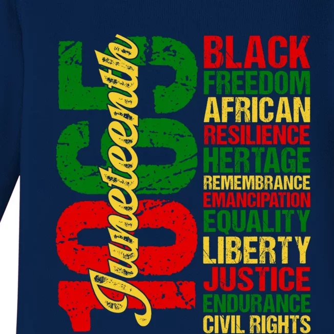 Black Freedom African Resilience Remembrance Junenth 1865 Cool Gift Baby Long Sleeve Bodysuit