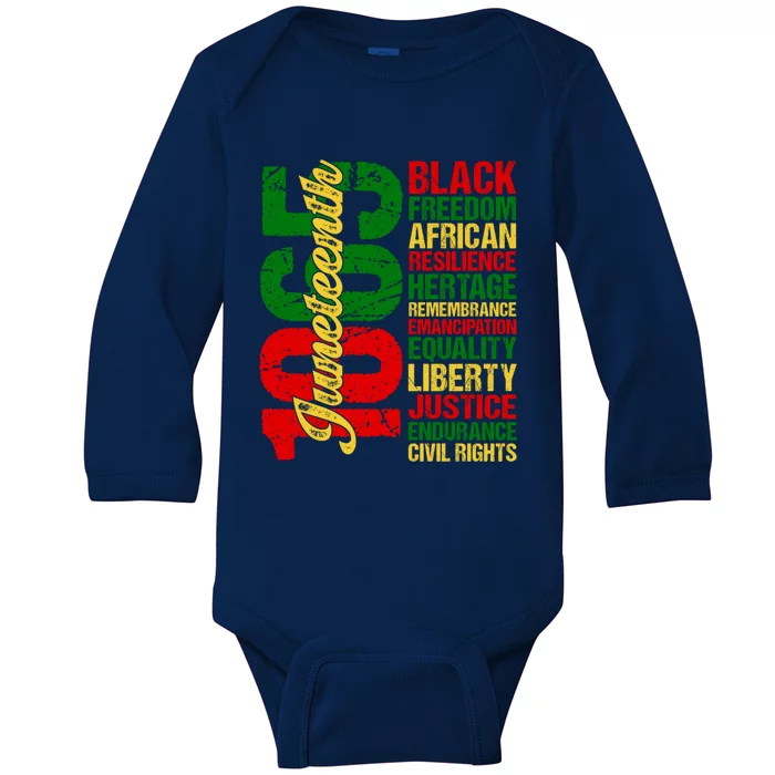 Black Freedom African Resilience Remembrance Junenth 1865 Cool Gift Baby Long Sleeve Bodysuit