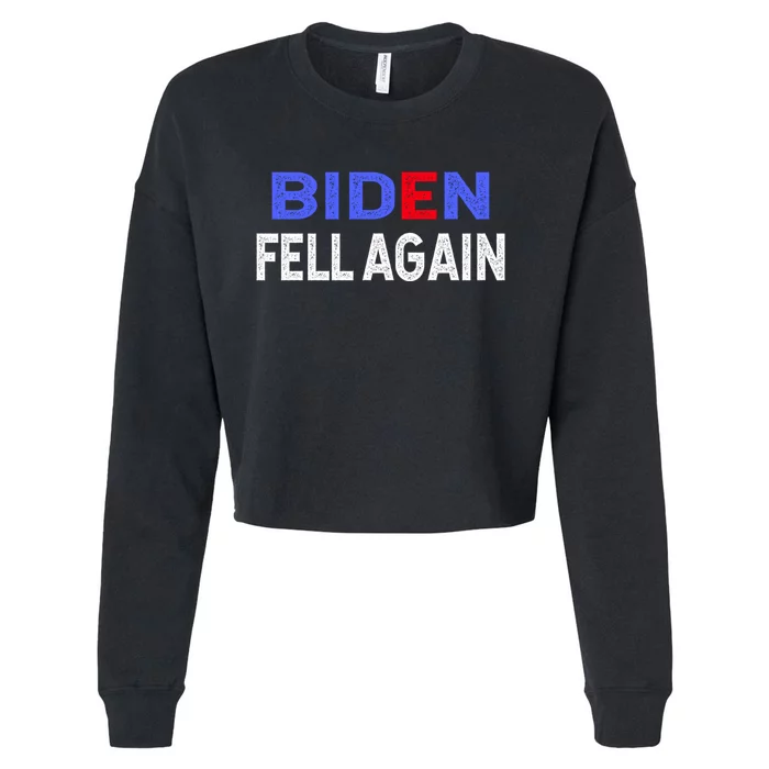 Biden Fell Again Funny Joe Biden Cropped Pullover Crew