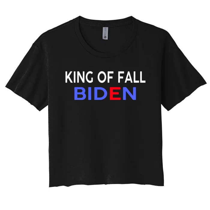 king of fall biden biden fell again funny academy graduation Women's Crop Top Tee