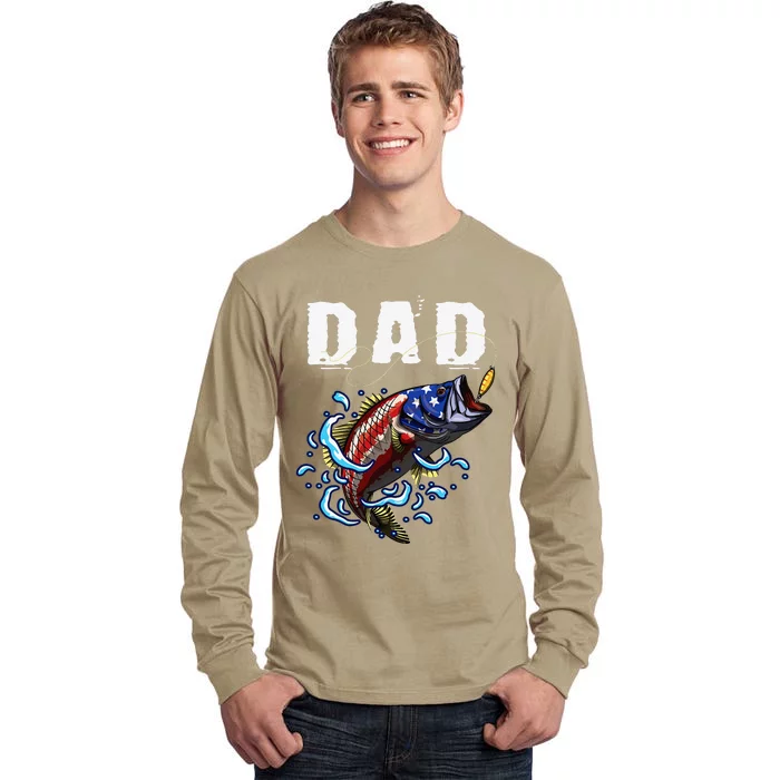 Bass Fishing Angler Fishing Lover Patriotic Bait Fisherman Tall Long Sleeve T-Shirt