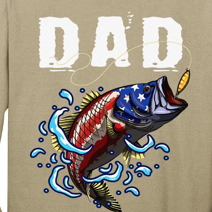 Bass Fishing Angler Fishing Lover Patriotic Bait Fisherman Tall Long Sleeve T-Shirt