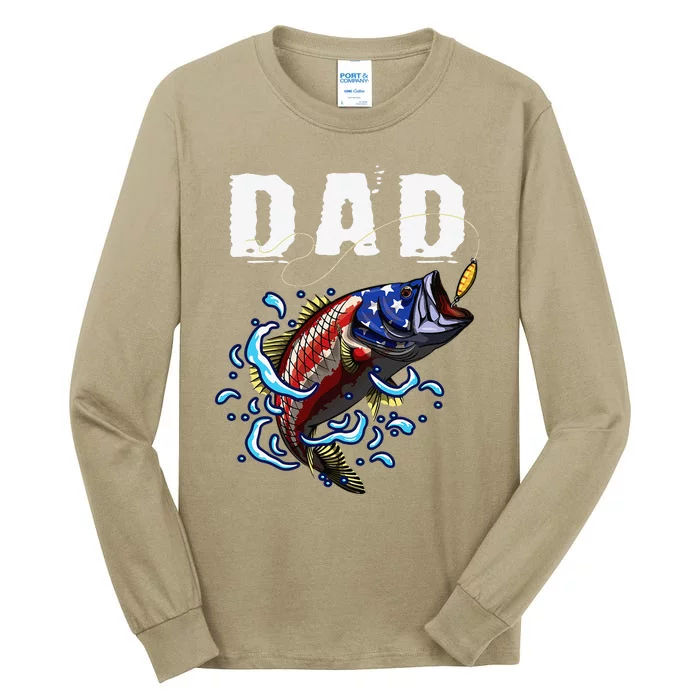 Bass Fishing Angler Fishing Lover Patriotic Bait Fisherman Tall Long Sleeve T-Shirt