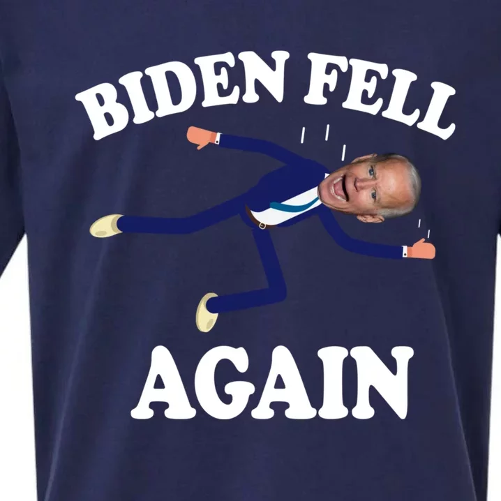 Biden Fell Again Funny Joe Biden Sueded Cloud Jersey T-Shirt