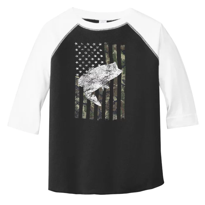 Bass Fishing American Camo USA Flag for Fisherman Toddler Fine Jersey T-Shirt