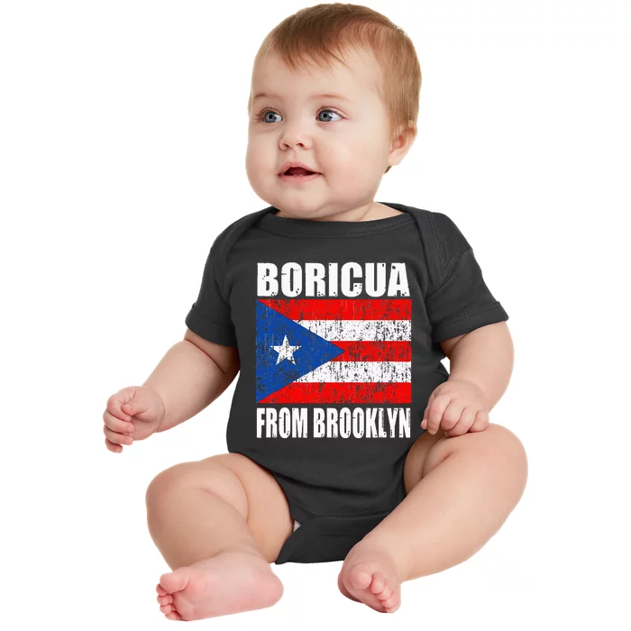 Boricua From Brooklyn New York Puerto Rican Flag Baby Bodysuit