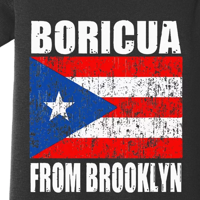 Boricua From Brooklyn New York Puerto Rican Flag Baby Bodysuit